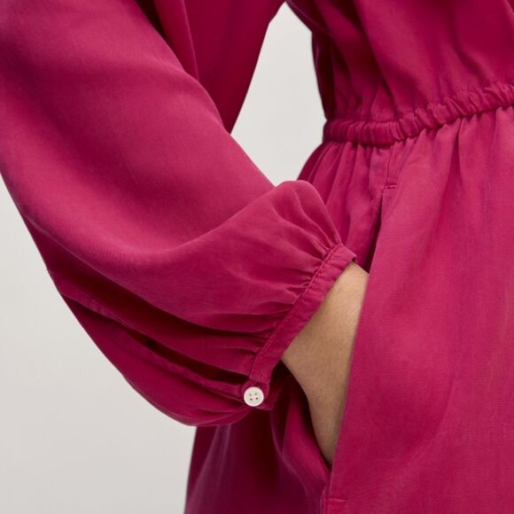 NWT EVERLANE The TENCEL™ Gathered Maxi Dress size S Hot Pink Fuchsia - Picture 8 of 10